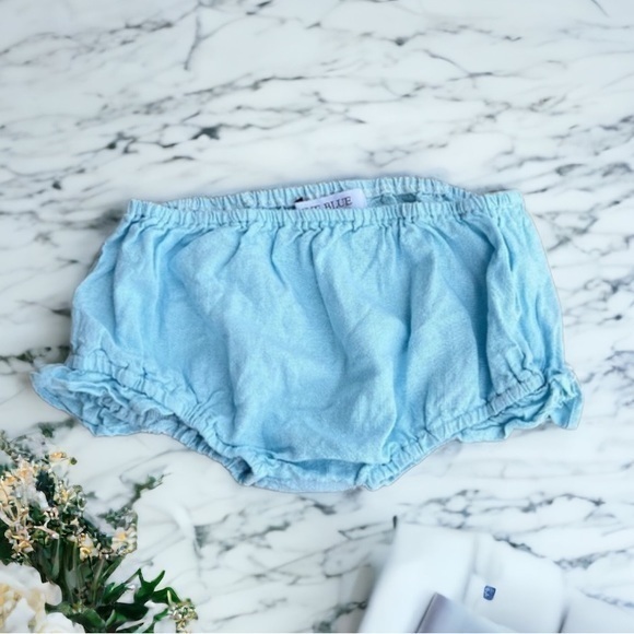 Indie Blue Girl's Size 7/8 Years Cotton Linen Bloomer Ruffle Shorts Blue - Picture 1 of 11